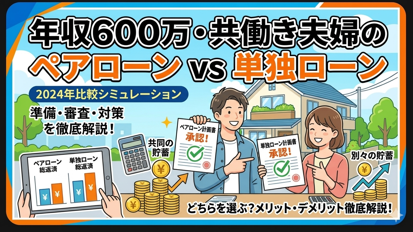年収600万・共働き夫婦のペアローン vs 単独ローン 比較シミュレーション