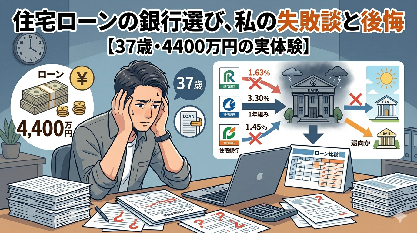 住宅ローンの銀行選び、私の失敗談と後悔【37歳・4400万円の実体験】