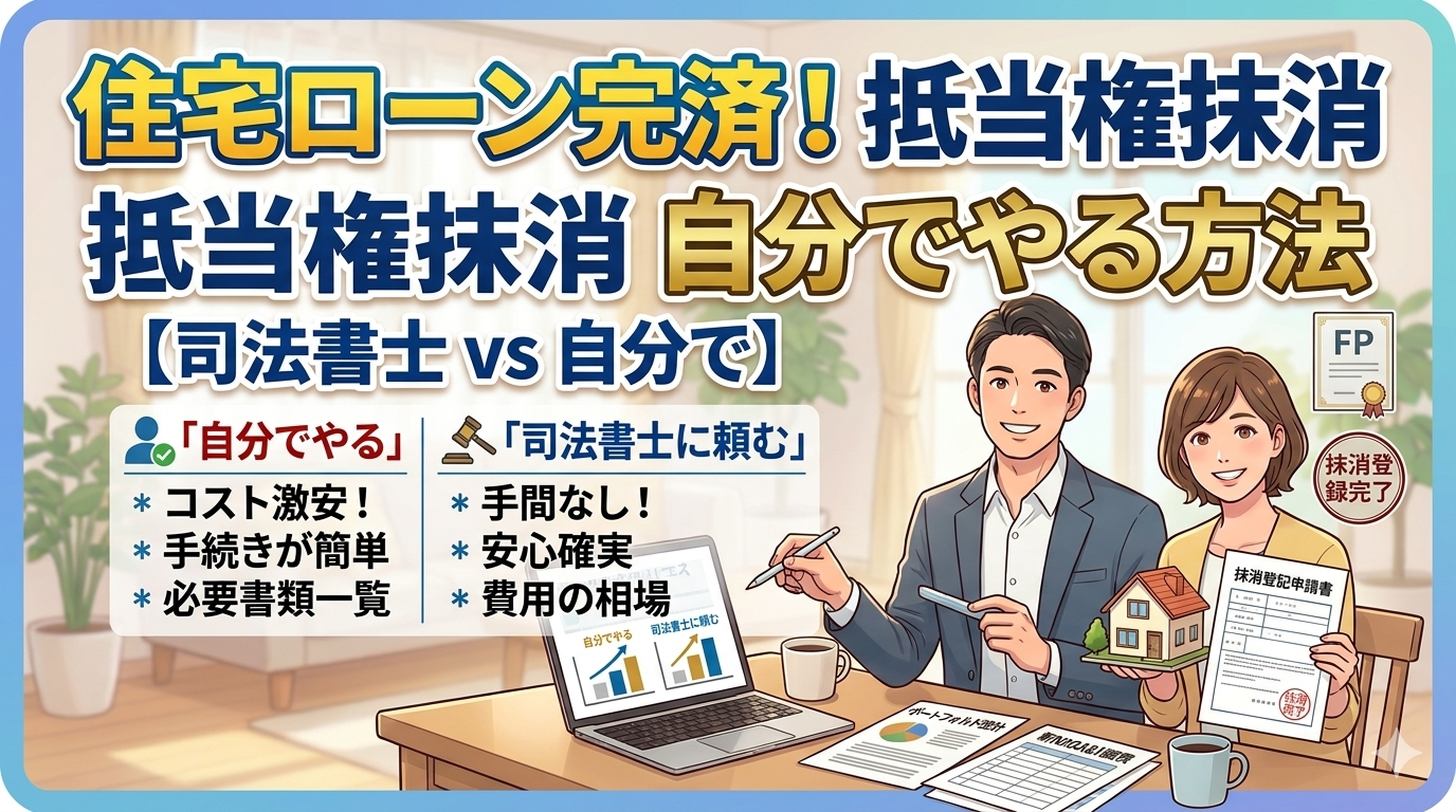 住宅ローン完済後の抵当権抹消を自分でやる方法｜司法書士との費用・手間の違いも解説